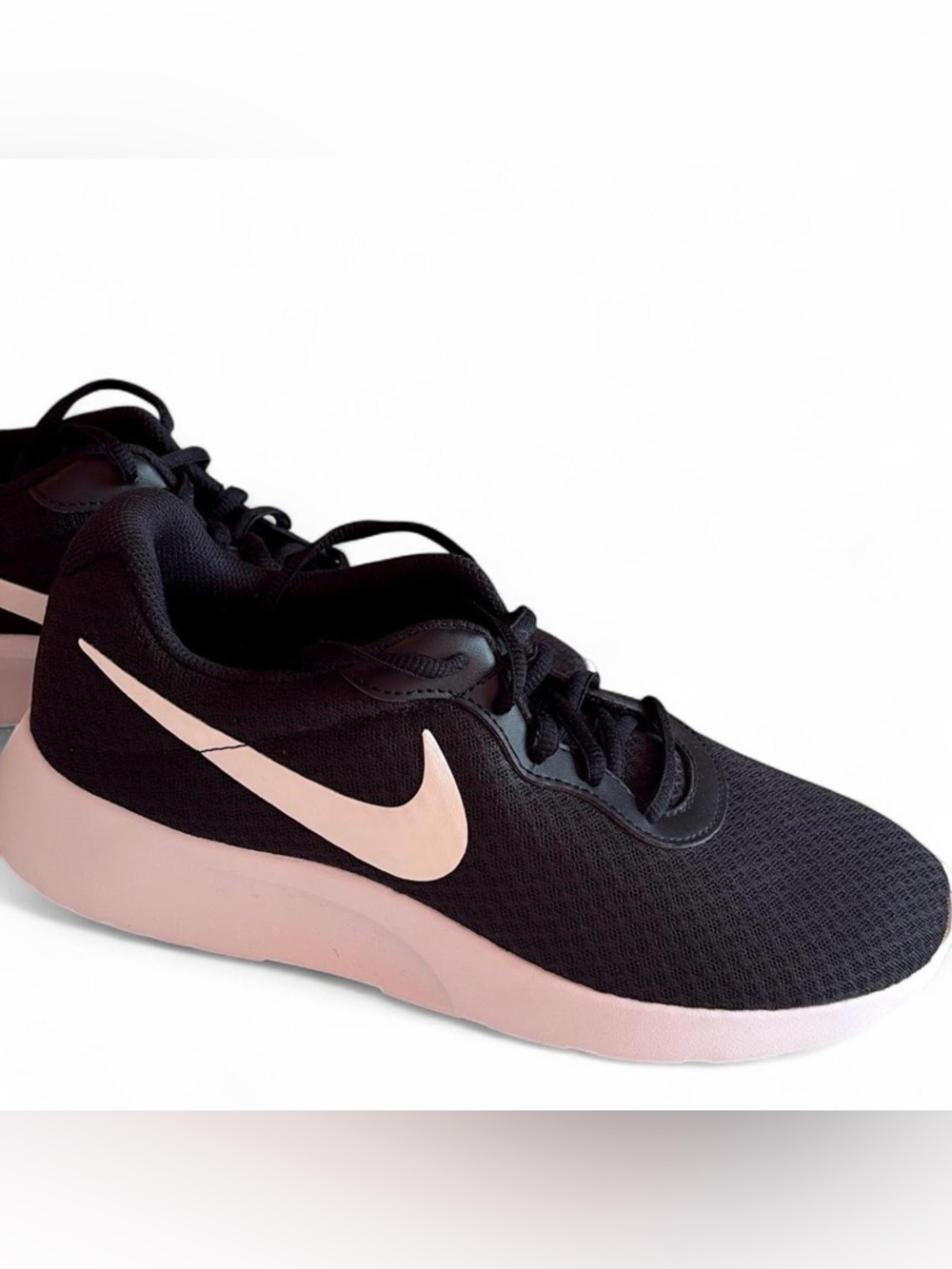 Nike mens Black Sneakers with Pale Pink Swoosh